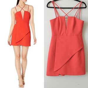 Bcbgmaxazria Linzee Crisscross Strappy Mini Dress 4 Curry Red Cocktail Datenight